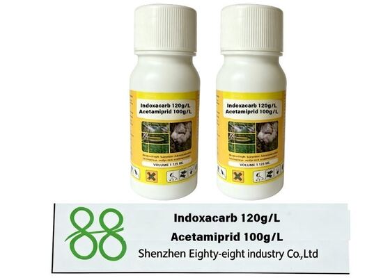 Indoxacarb 120g/L + Acetamiprid 100g/L Compound SC Broad Spectrum Insecticide for Caterpillars and Sucking Pests on Crops & Orchards  IndoxacarbCAS：173584-44-6 Acetamiprid CAS：135410-20-7
