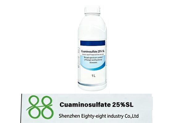 Agricultural fungicide Cuaminosulfate 25%SL, good water solubility, effective against bacterial blight and leaf spot diseases. Cuaminosulfate 25% SL Organic Plant Fungicide ICAMA CAS 108 80 5