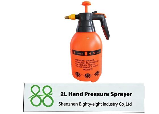 2 liter handheld pressure sprayer with stable pump seal, ergonomic trigger handle and adjustable nozzle, fine mist to jet spray switchable, ideal for plant care, surface cleaning