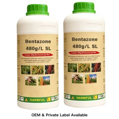Bentazone 480g/L SL (CAS: 25057-89-0) | 40%/48% SL Available, Chinese Factory Supply, OEM ODM Custom Labeling, Selective Contact Herbicide for Broadleaf Weeds in Rice & Soybean industrial weed killer