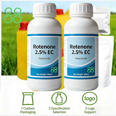 Rotenone 2.5% EC natural organic insecticide for green agriculture, broad-spectrum pest control, factory direct supply with flexible package specs, bulk order acceptable.