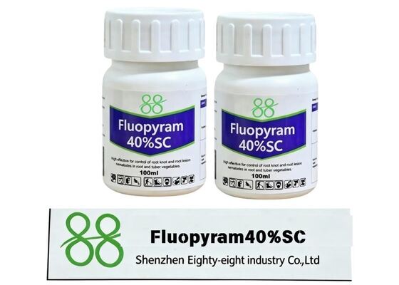 Agricultural agrochemical Fluopyram 40% SC, effective against powdery mildew, botrytis and plant nematodes, suitable for foliar spray and soil treatment.