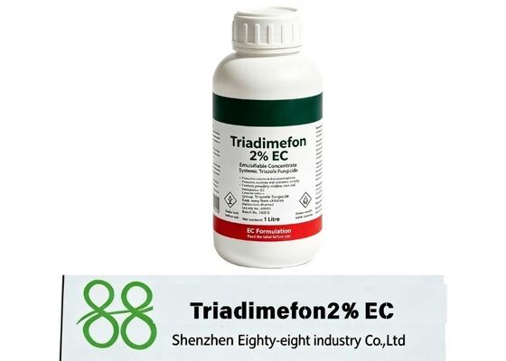 Agricultural Triadimefon 2% EC fungicide with protective & curative action. Widely applied on wheat, vegetables and fruit trees to control fungal diC14H16ClN3O2 Triadimefon   CAS 43121-43-3